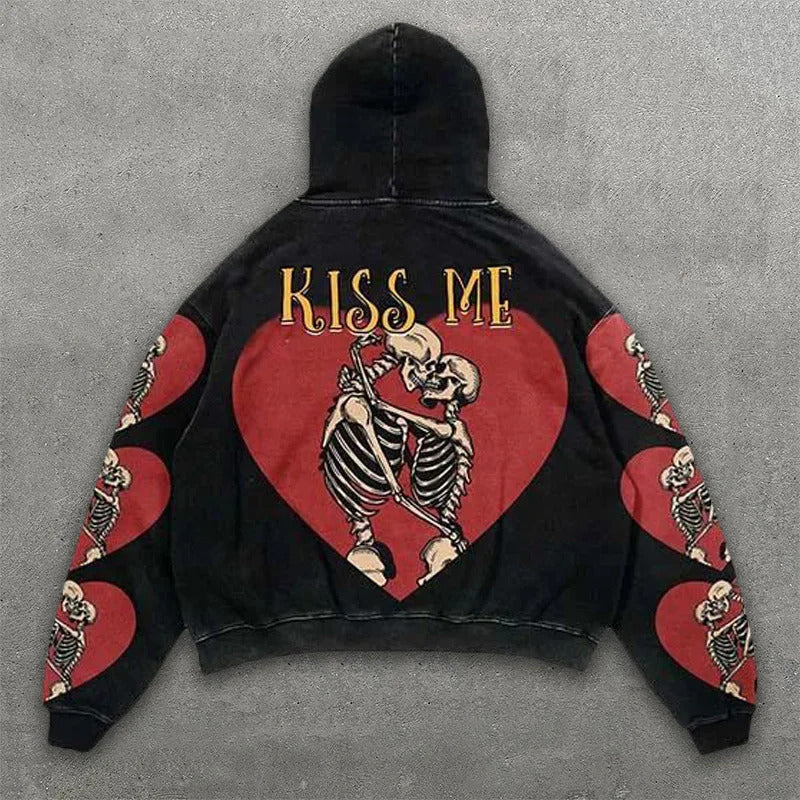 Men’s 2025 Skull Skeleton 3D Graphic Hoodie – Trendy Pullover Sweatshirt