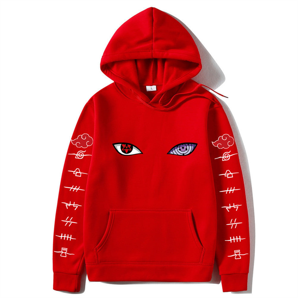 Unisex Naruto Hoodie – Anime Print Pullover for Spring & Autumn with White Sleeve Lettering