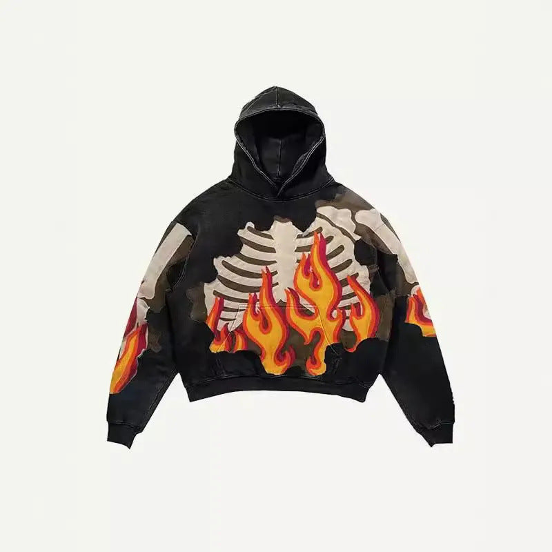 Men’s 2025 Skull Skeleton 3D Graphic Hoodie – Trendy Pullover Sweatshirt