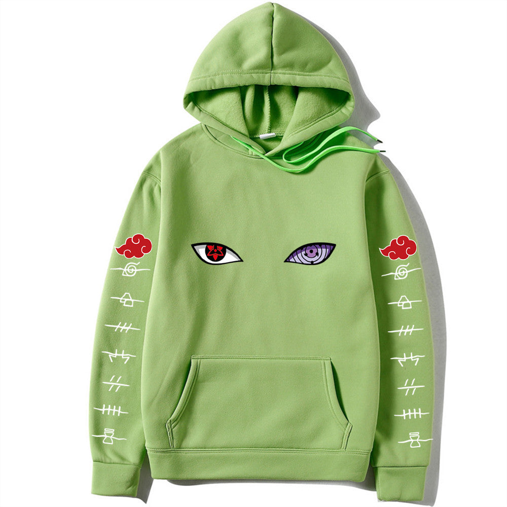 Unisex Naruto Hoodie – Anime Print Pullover for Spring & Autumn with White Sleeve Lettering