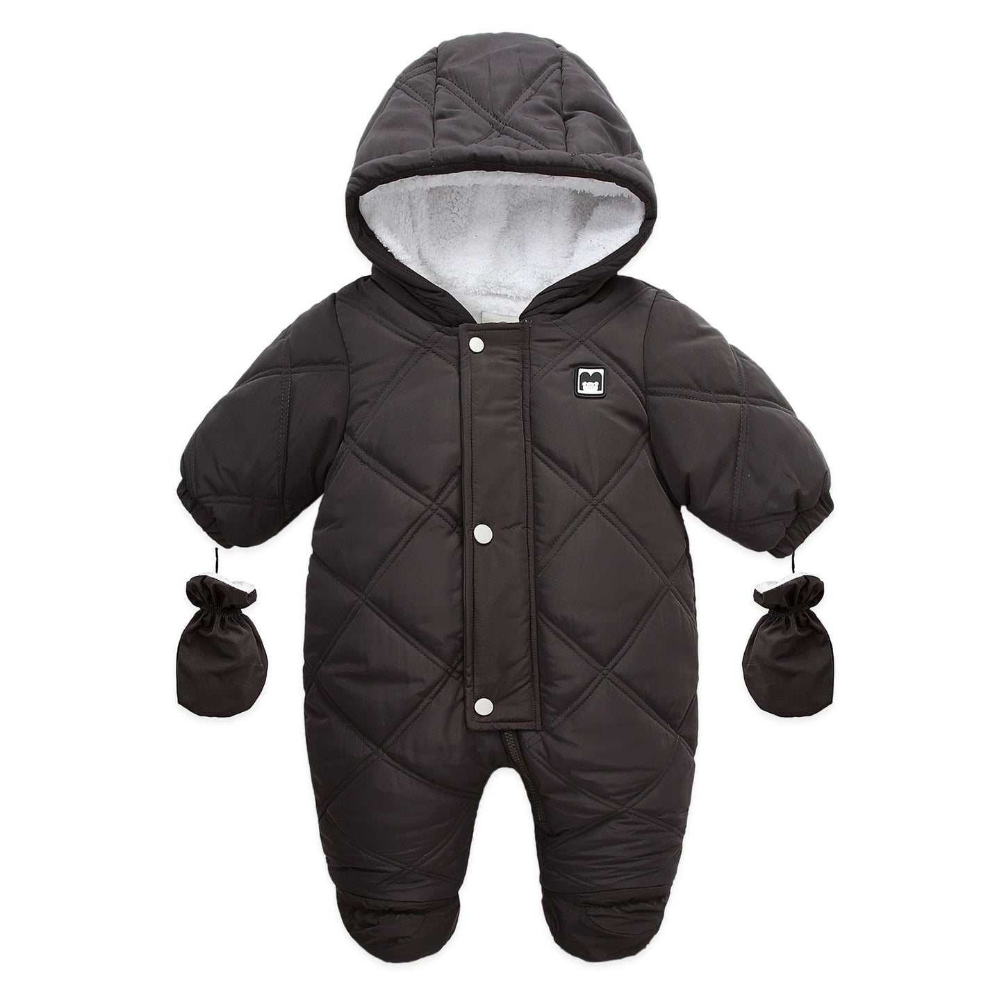 Fleece And Thickening Children's Hooded And Gloved Jumpsuit