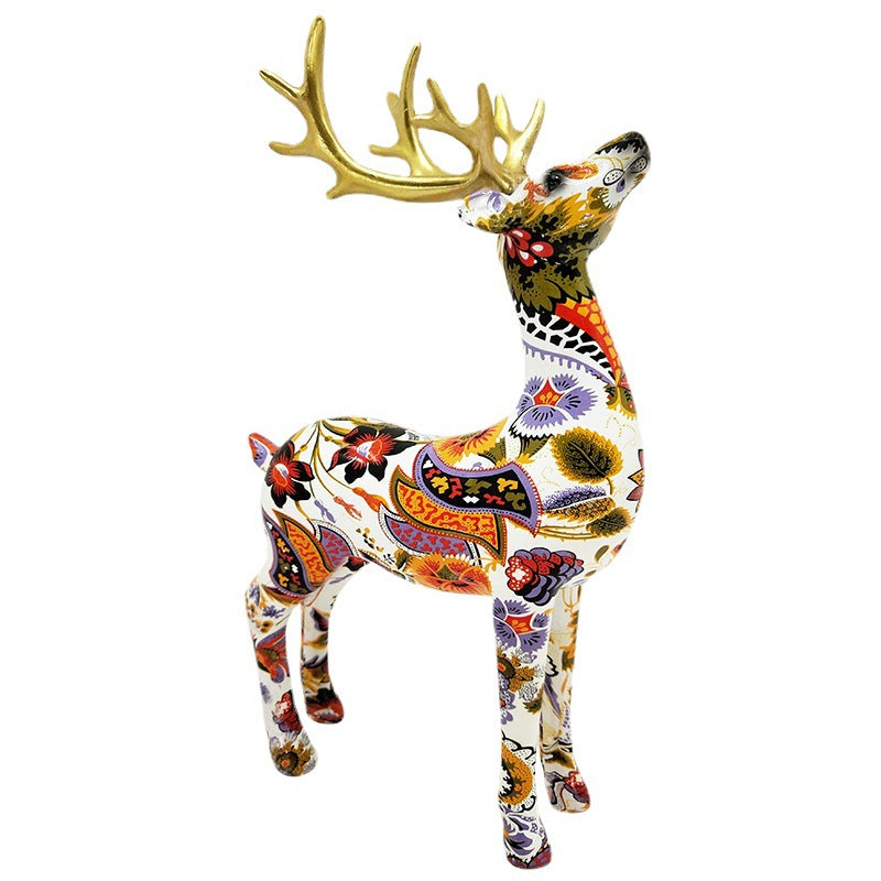 Resin Crafts Water Transfer Colorful Deer Ornaments