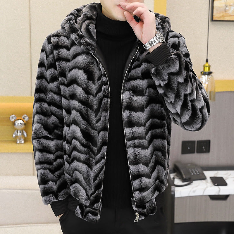 Men’s Winter Hooded Mink Fur Coat – Premium Warmth & Style