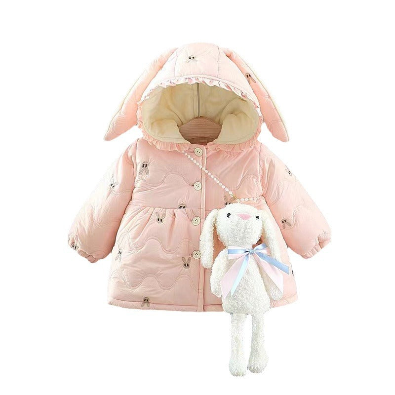 Girls Thickened Cotton Padded Coat Winter Clothes Children's Cotton Wadded Jacket Western Style Winter