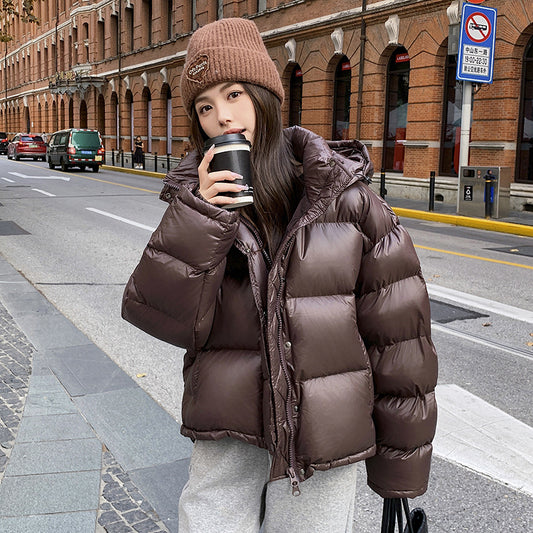 Maillard Bread Brown Short Puffer Jacket For Women