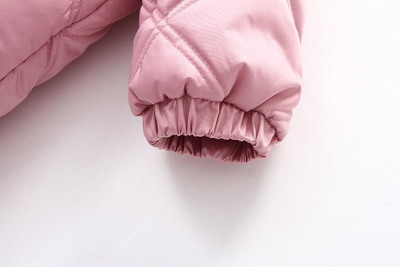 Fleece And Thickening Children's Hooded And Gloved Jumpsuit