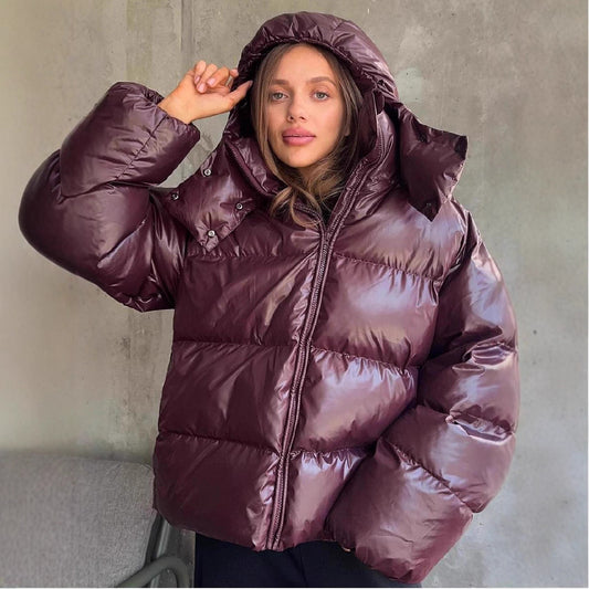 Women’s Premium Glossy Removable Cotton Winter Coat