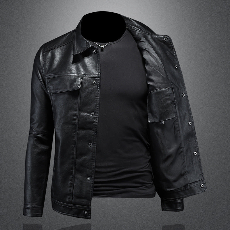 City Edge Lapel Leather Jacket