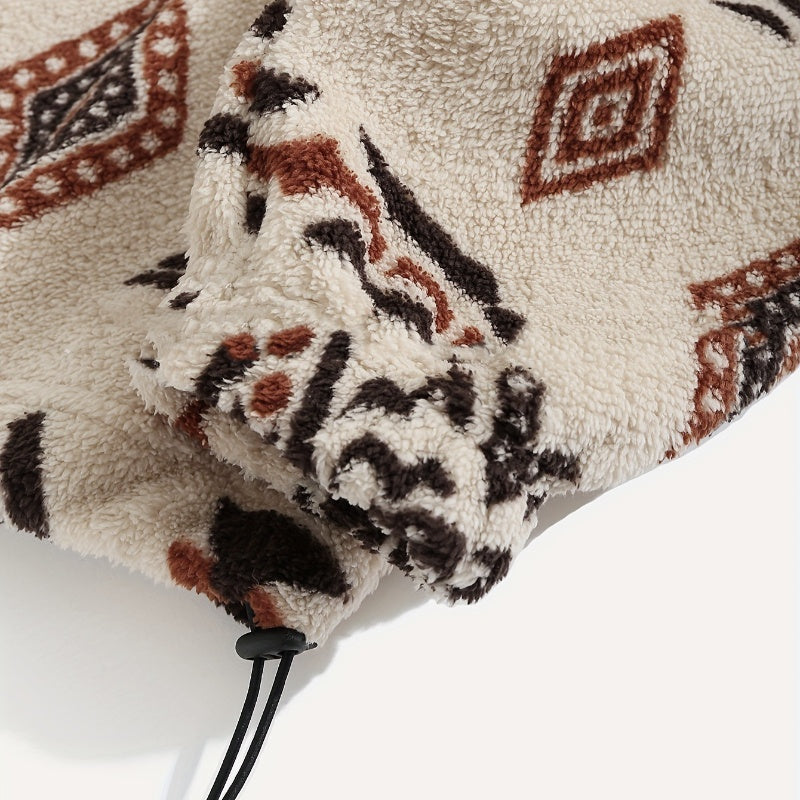 Ethnic Printed Ultra-fine Polar Fleece Plush Coat
