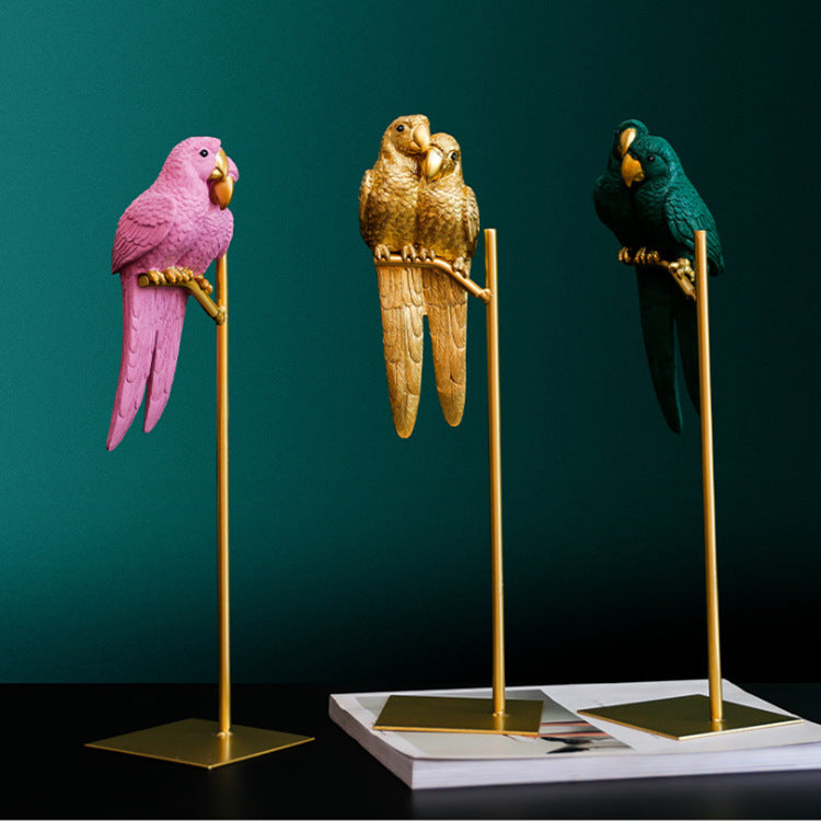 Nordic Creative Couple Parrot Resin Ornaments