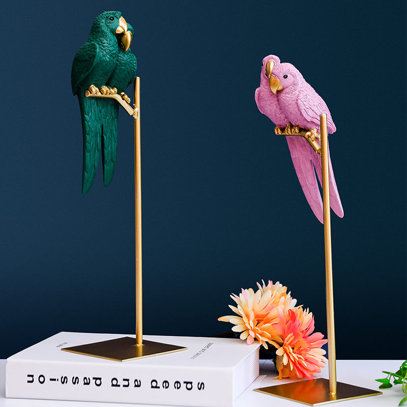 Nordic Creative Couple Parrot Resin Ornaments