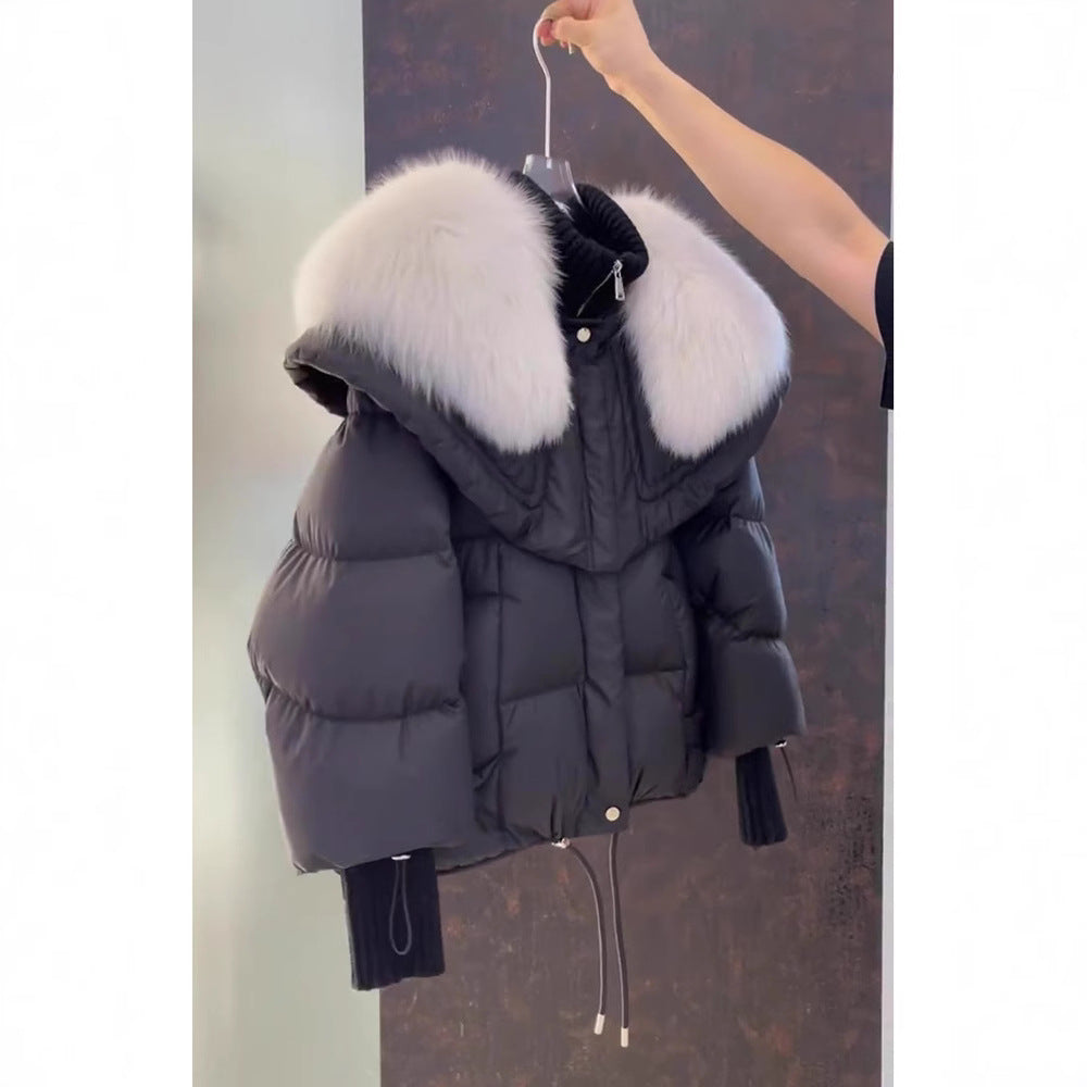 Parka Coat Petite Short Style Large Faux Fur Collar Thickened Cotton Jacket