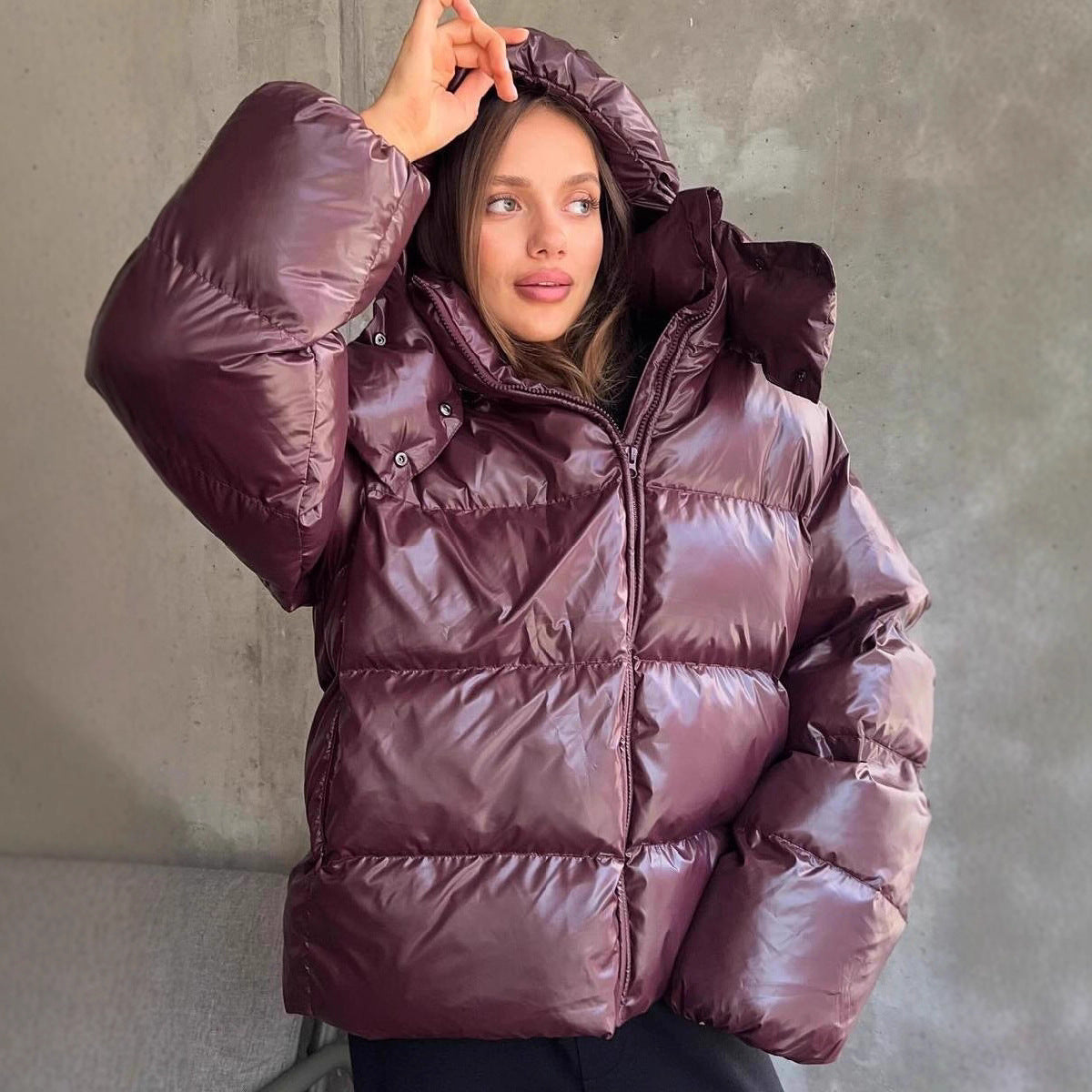 Women’s Premium Glossy Removable Cotton Winter Coat