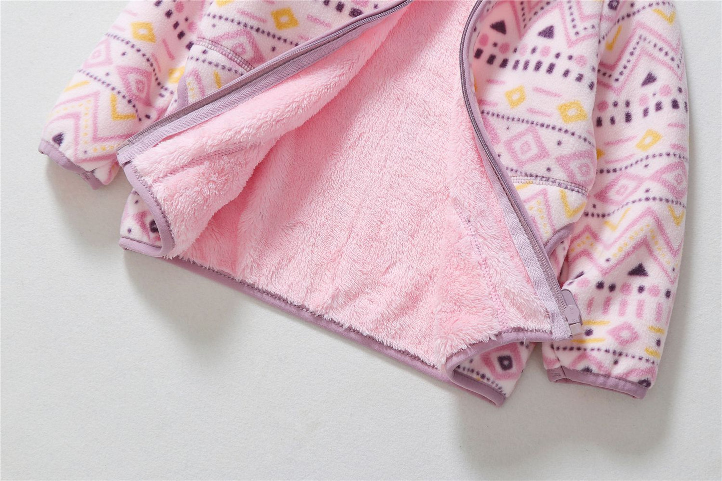 Cute Girls Casual Geometric Striped Jacket Plus Velvet