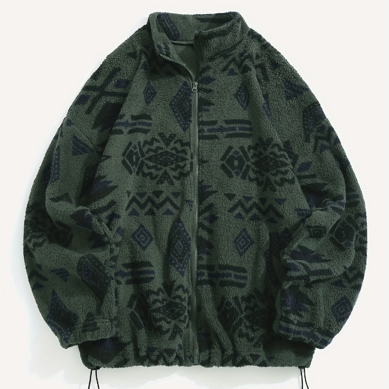 Ethnic Printed Ultra-fine Polar Fleece Plush Coat