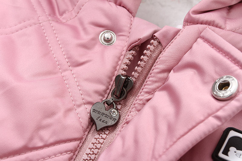 Fleece And Thickening Children's Hooded And Gloved Jumpsuit