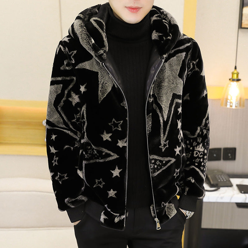 Men’s Winter Hooded Mink Fur Coat – Premium Warmth & Style