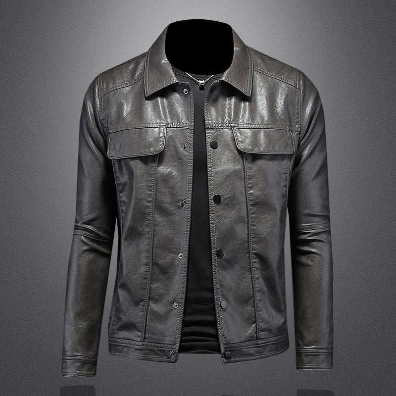 City Edge Lapel Leather Jacket