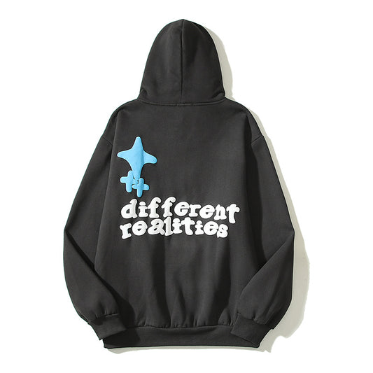 American Streetwear Hoodie – Foam Print Letters, Vintage Look