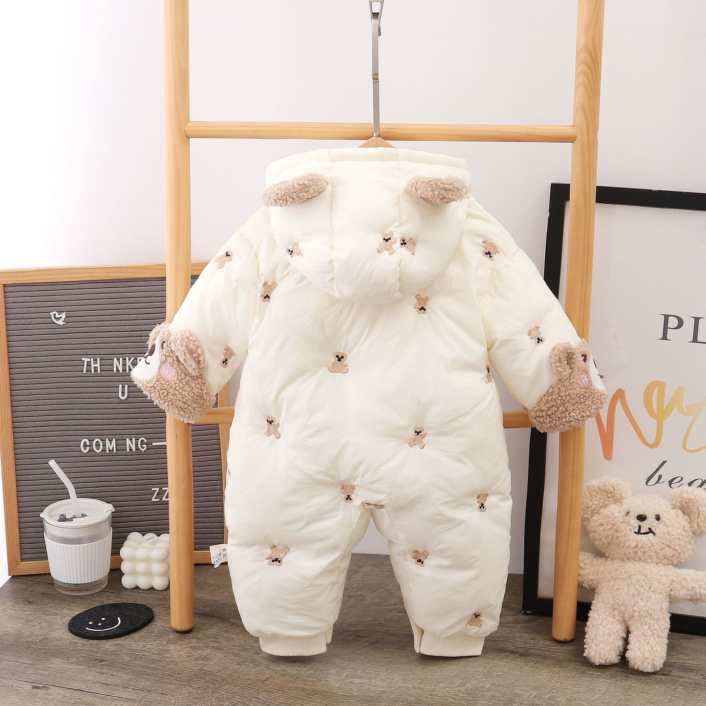 Autumn & Winter Baby Jumpsuit – Thickened Cotton Crawling Romper for Girls, Warm & Cute Design