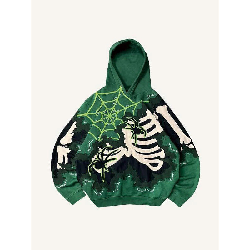 Men’s 2025 Skull Skeleton 3D Graphic Hoodie – Trendy Pullover Sweatshirt