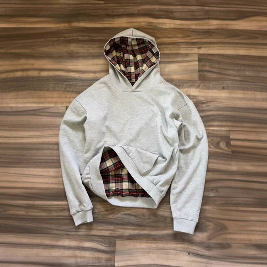 2025 Trendy Waffle Plaid Reversible Sweatshirt – European and American Hip-Hop Fashion
