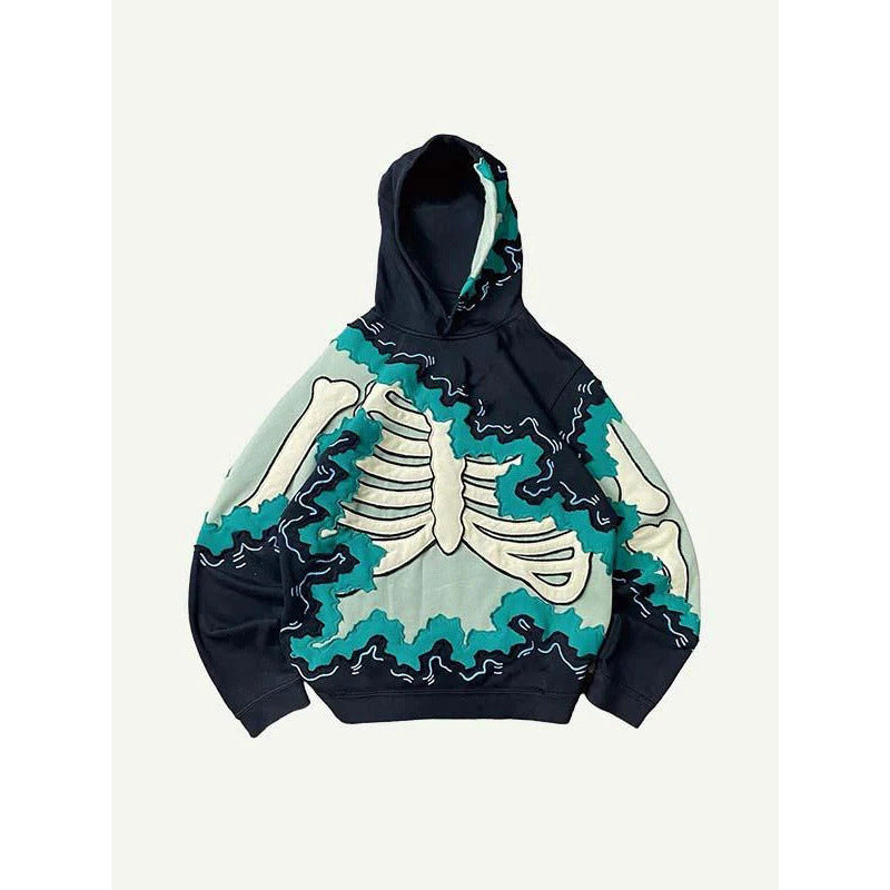 Men’s 2025 Skull Skeleton 3D Graphic Hoodie – Trendy Pullover Sweatshirt