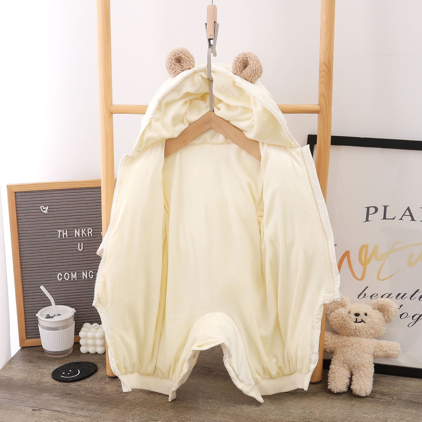 Autumn & Winter Baby Jumpsuit – Thickened Cotton Crawling Romper for Girls, Warm & Cute Design
