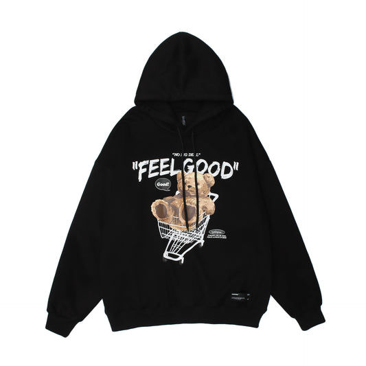 Unisex Loose Hoodie – Autumn/Winter European Streetwear with Bear Graphic | Trendy Couple Pullover