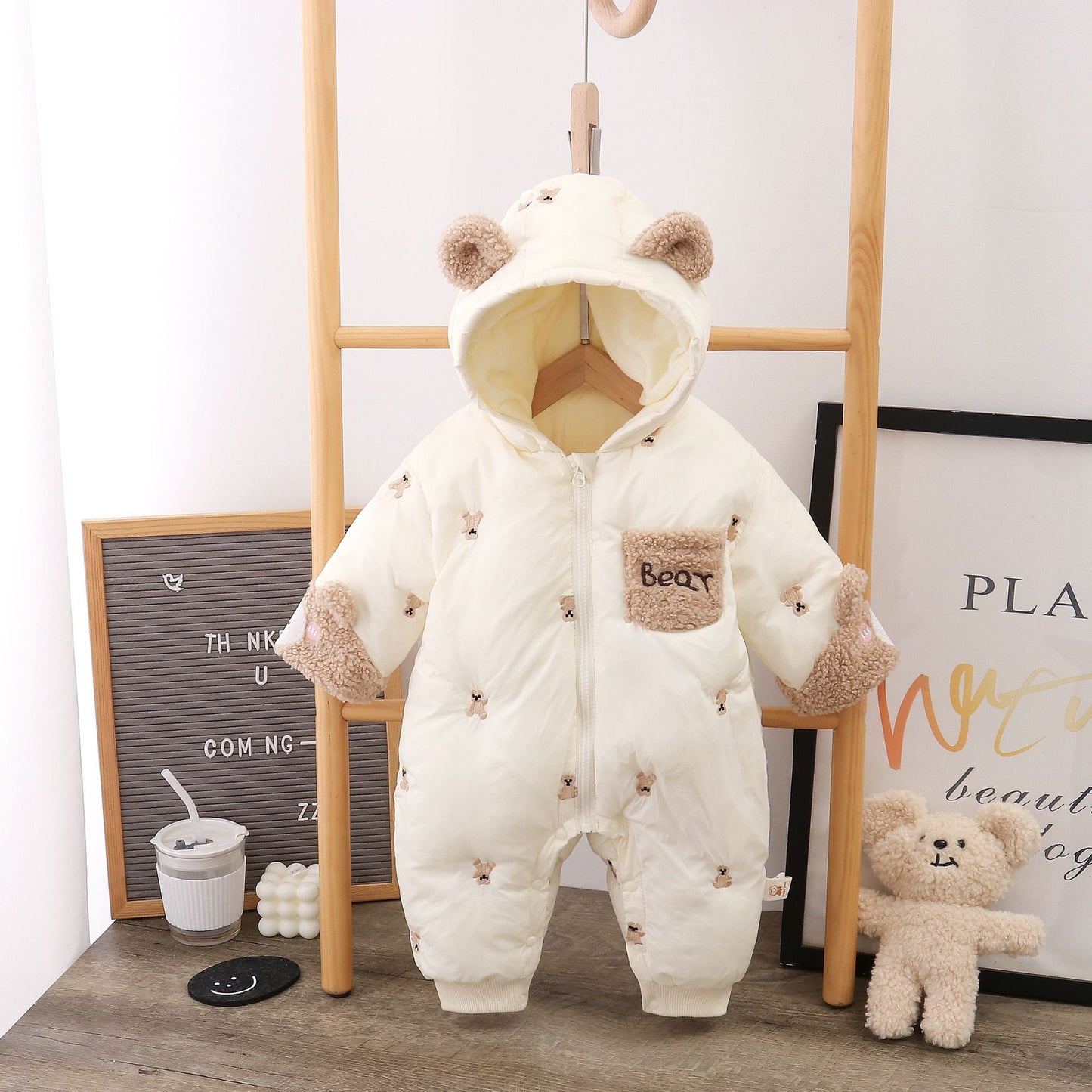 Autumn & Winter Baby Jumpsuit – Thickened Cotton Crawling Romper for Girls, Warm & Cute Design