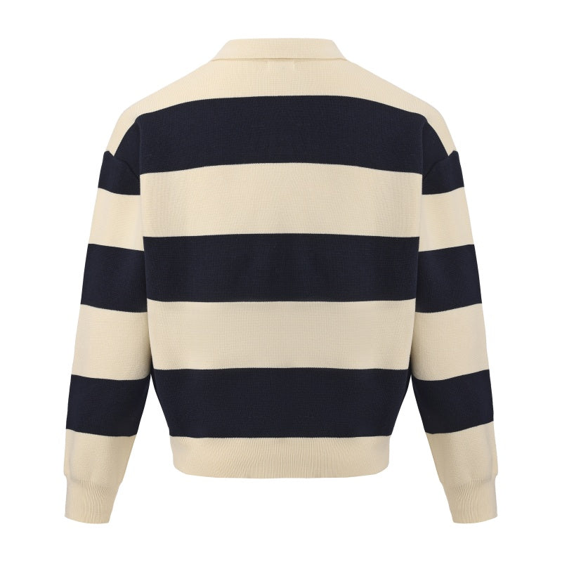 Korean-Style Autumn & Winter Loose Striped Sweater (Blue & White)