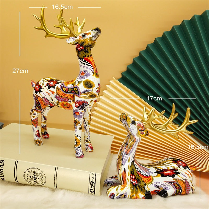 Resin Crafts Water Transfer Colorful Deer Ornaments