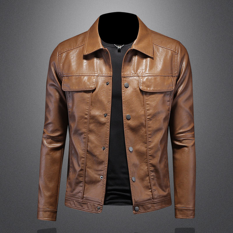 City Edge Lapel Leather Jacket