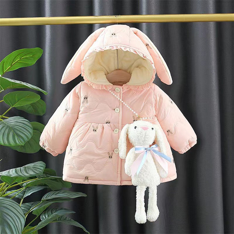 Girls Thickened Cotton Padded Coat Winter Clothes Children's Cotton Wadded Jacket Western Style Winter