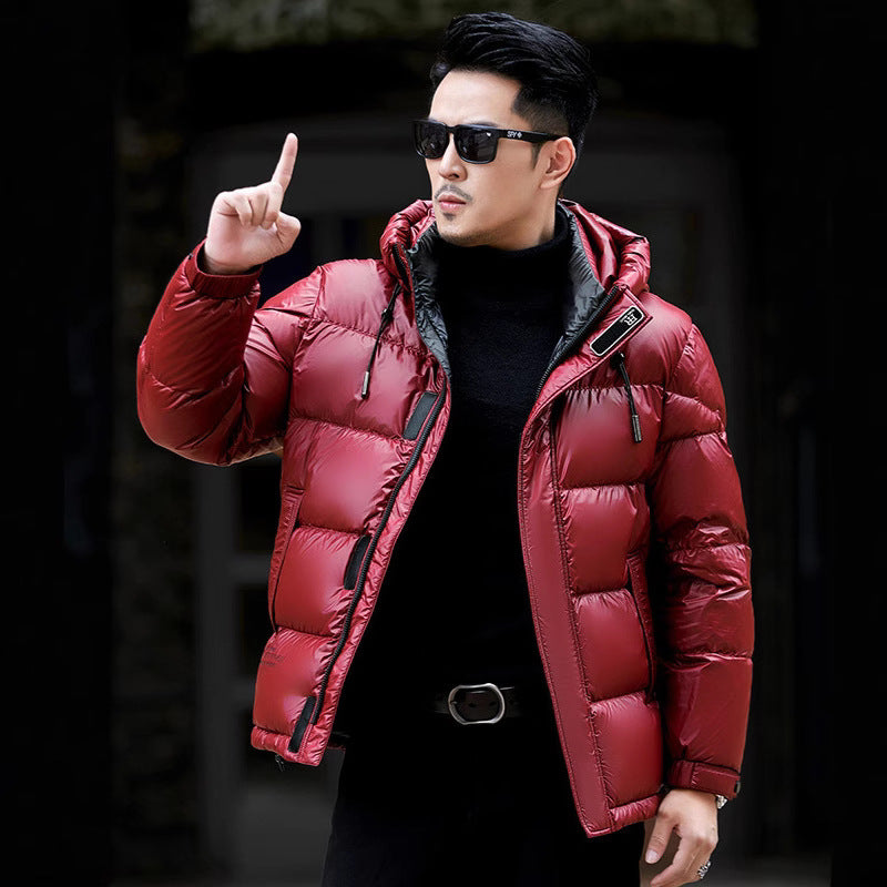 Men’s Insulated Duck Down Puffer Jacket – Premium Warmth with Hood