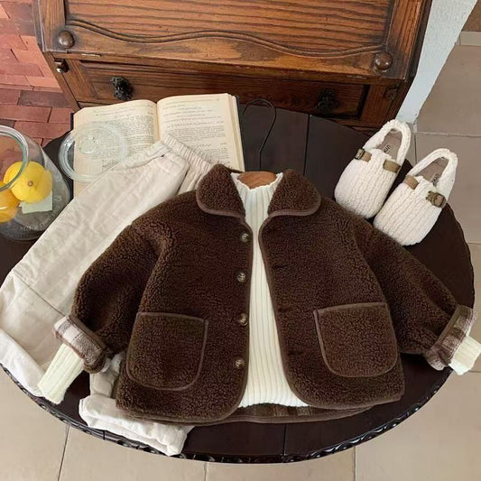 New Children Warm Boys' One-piece Velvet Jacket