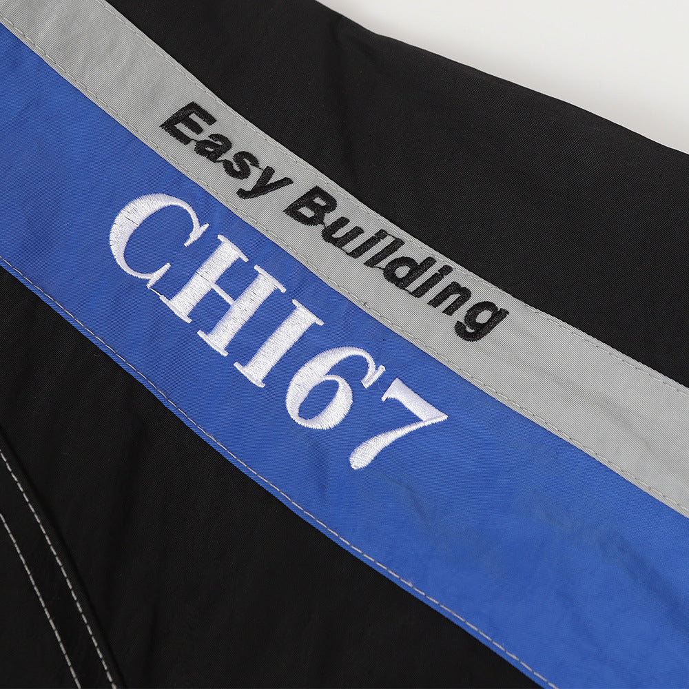 Men’s Urban Baseball Jacket – Stand Collar with Contrast Letter Embroidery