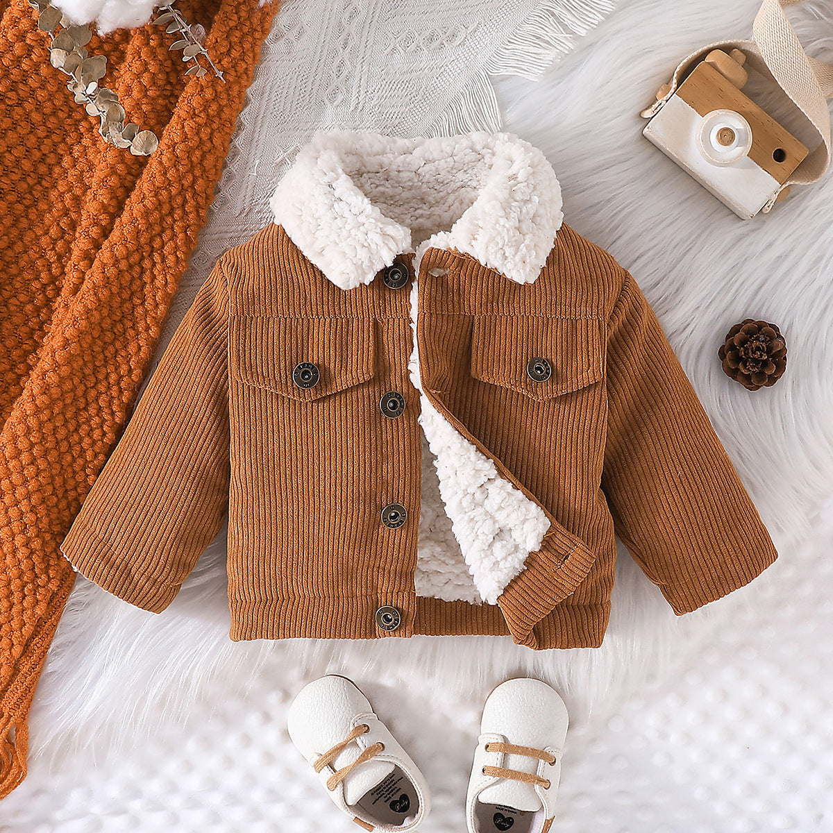 Little Bear Back Printing Pattern Children Fashionable Warm Jacket